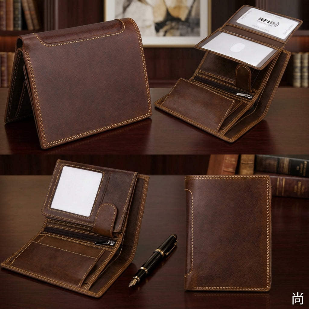 Portefeuille homme en cuir véritable
