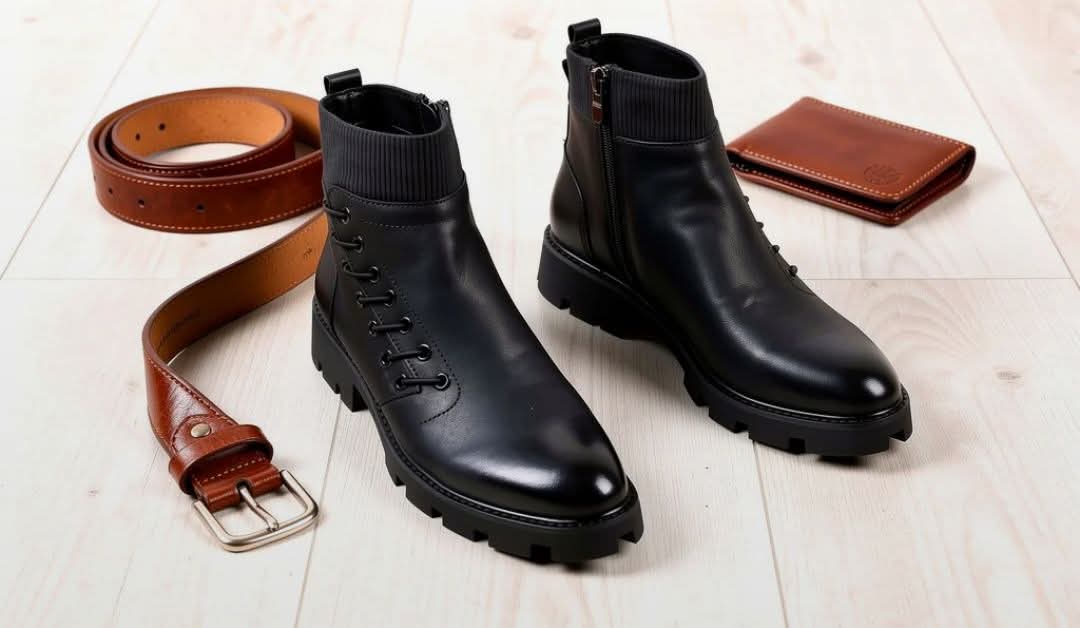 Bottes montante en cuir véritable