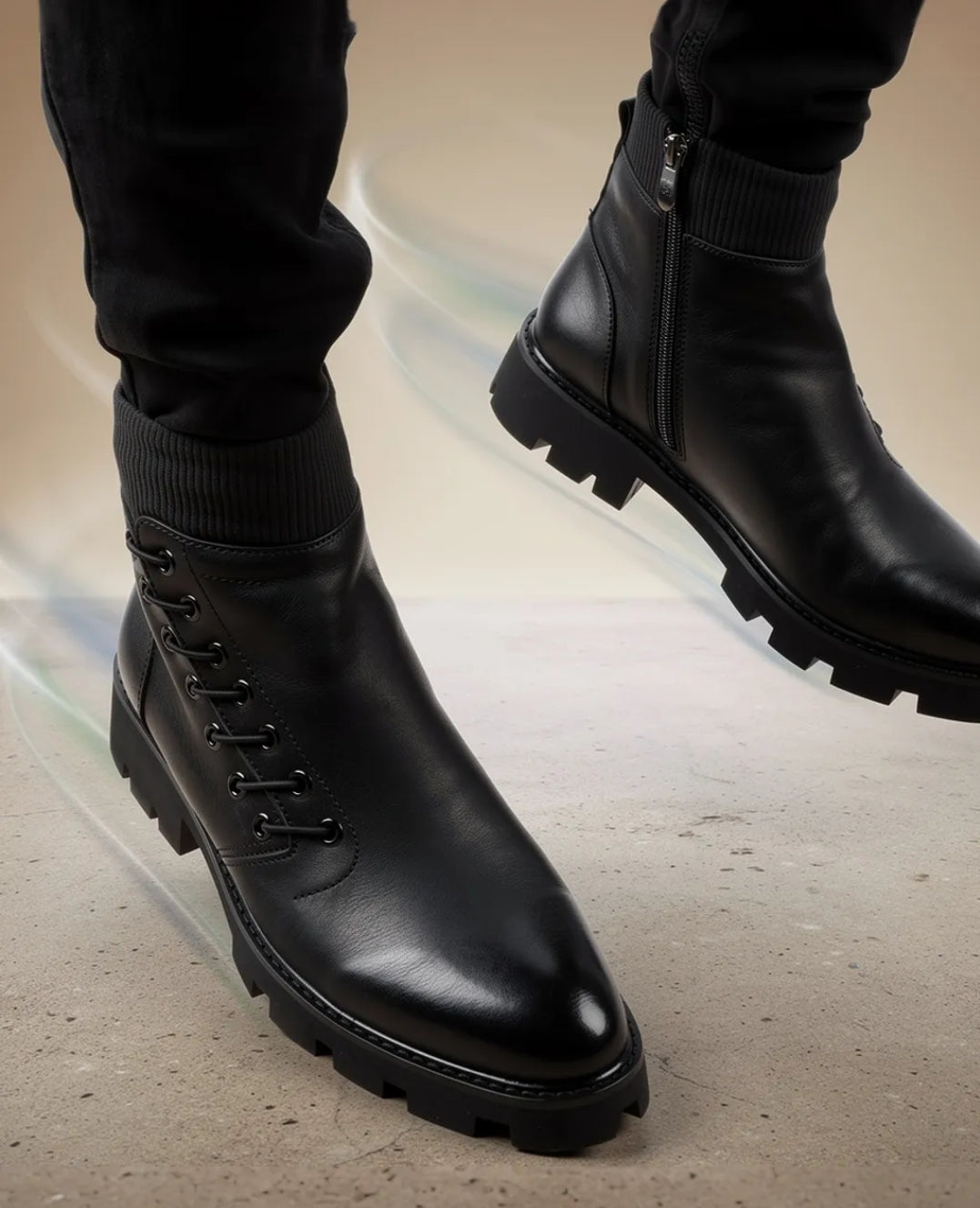 Bottes montante en cuir véritable